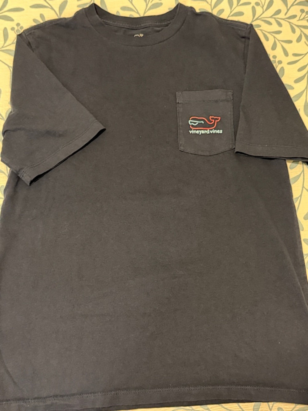 Vineyard Vines Boy’s Short-Sleeve Pocket Tee in Black with Multicolor Whale Logo